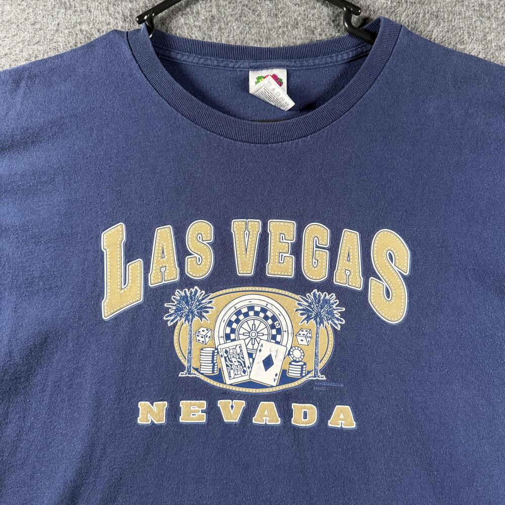 Vintage Las Vegas Souvenir Tee Shirt Mens XL Blue Nevada Casino FOTL Tag